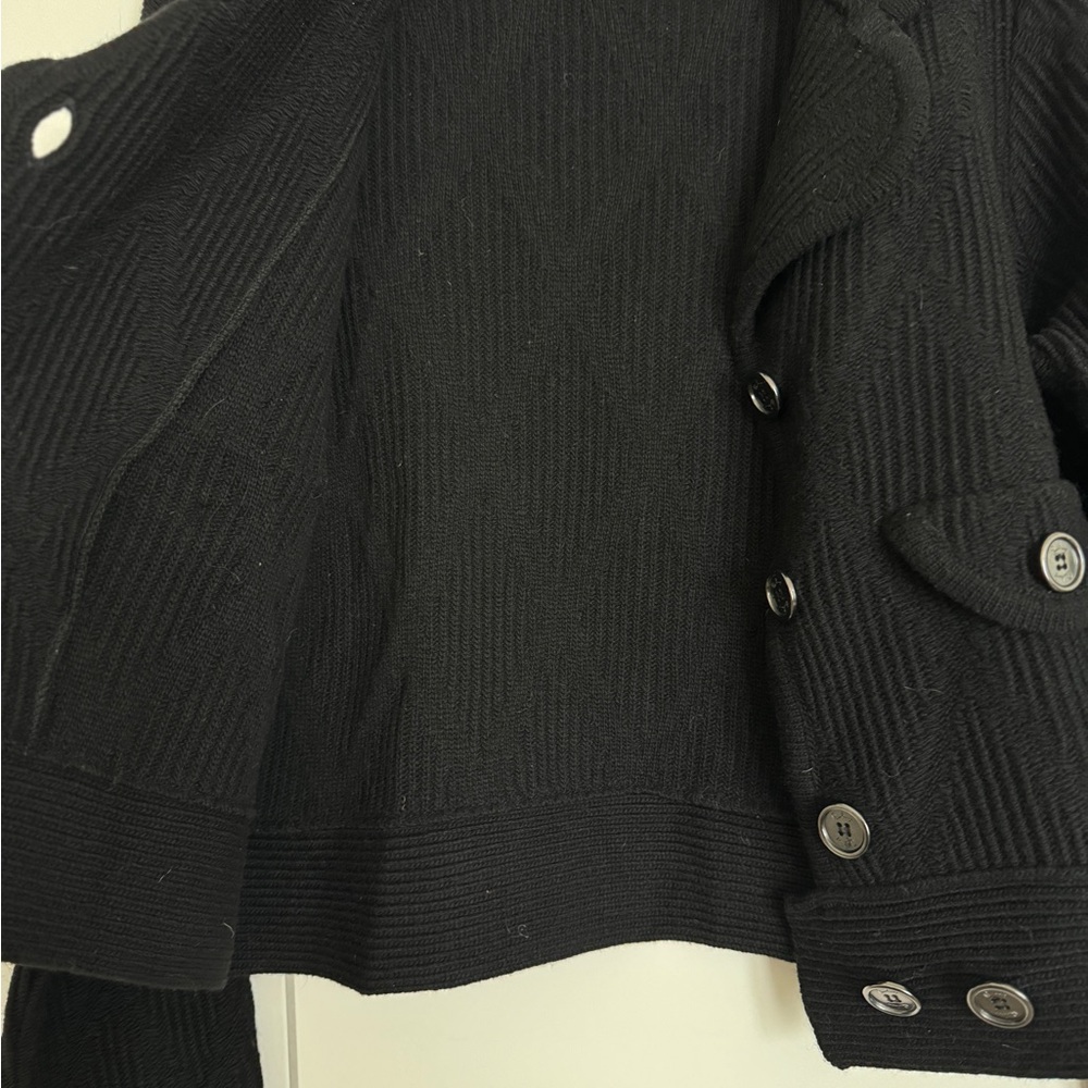 Burberry Black Ribbed Button-Up Wool Sweater Jacket - Picture 10 of 16